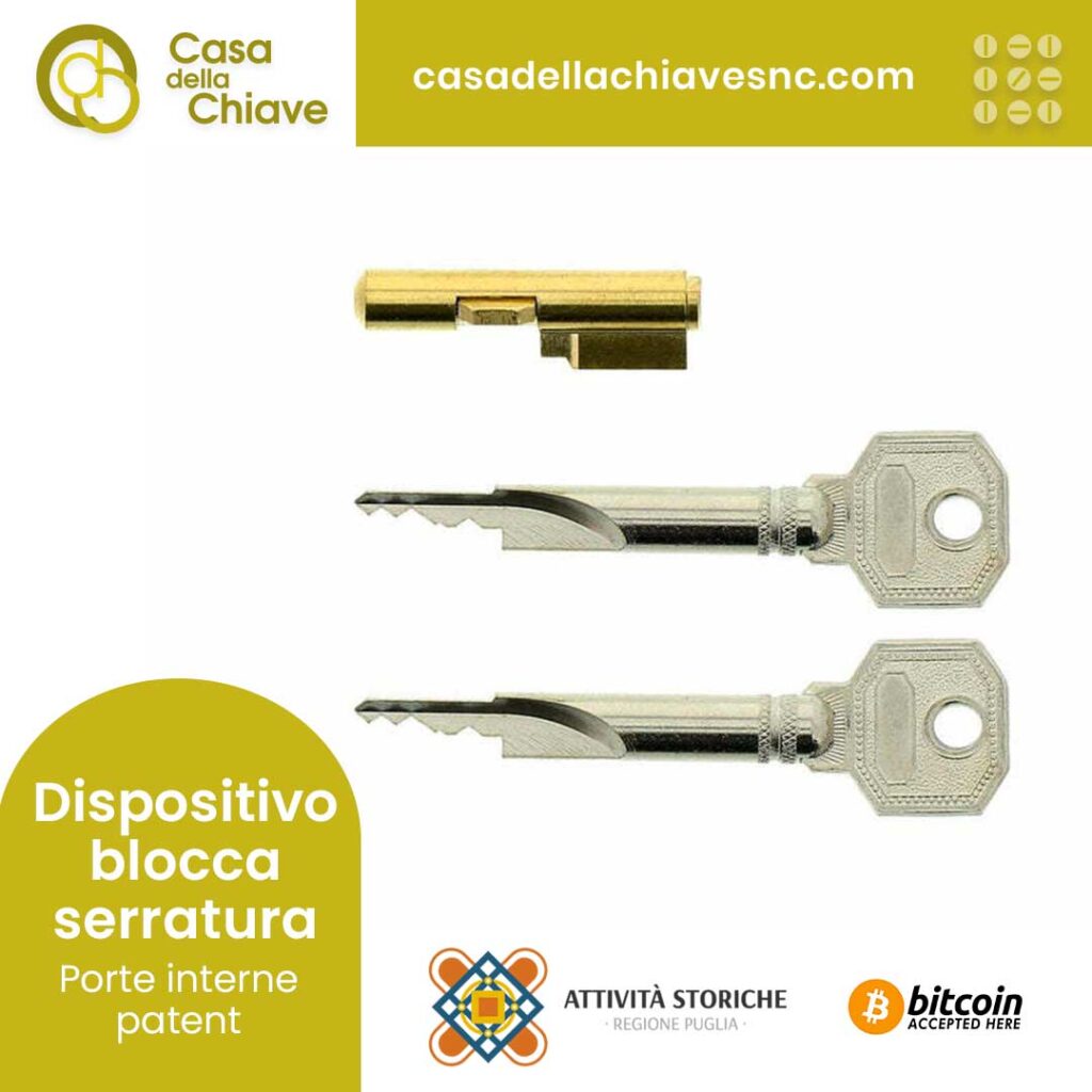 dispositivo blocca serratura per porte interne patent