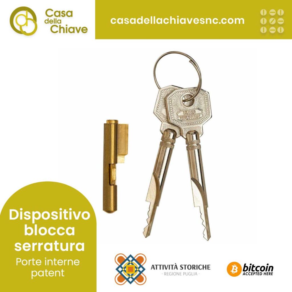 dispositivo blocca serratura per porte interne patent